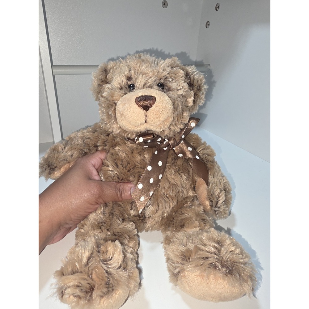 Ganz Brown Plush Teddy Bear with Polka Dot Bow –‎ 11" Soft Stuffed Animal Toy - Picture 8 of 10